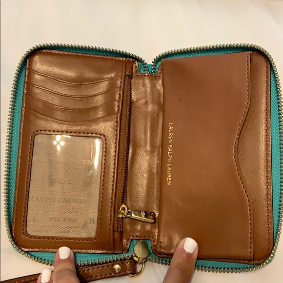 Ralph Lauren teal/brown wallet wristlet! - Picture 4 of 6